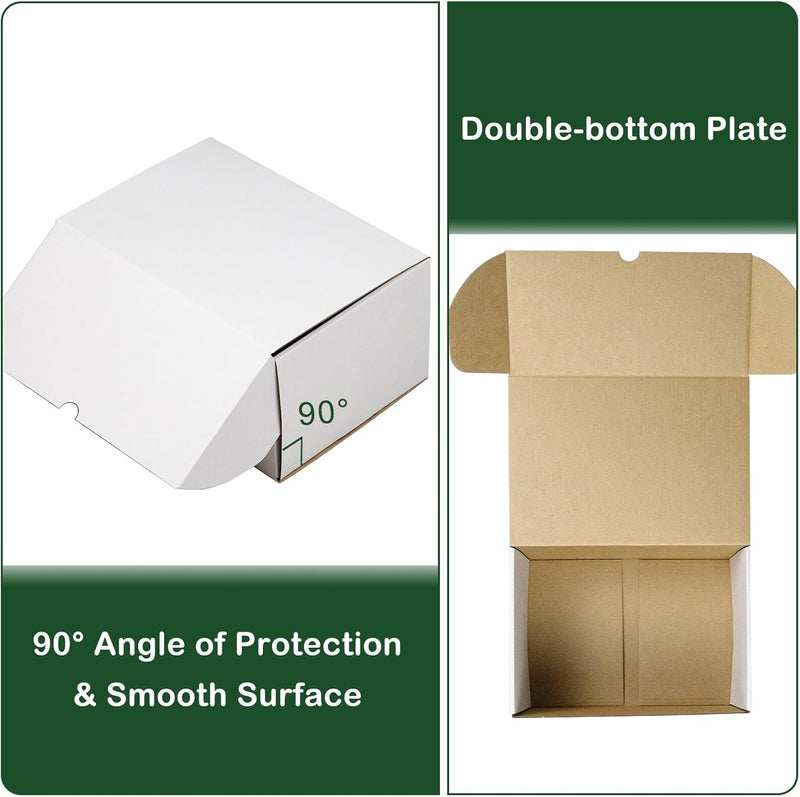 HESESOH 10x7x5 Inches Shipping Boxes Set of 20, White Corrugated Cardboard Box Literature Mailer for Packing Small Business - Image 3